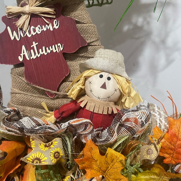 Fall scarecrow Wreath,Scarecrow Hat Wreath,Fall Decor,Fall Wreath - Picture 2 of 5